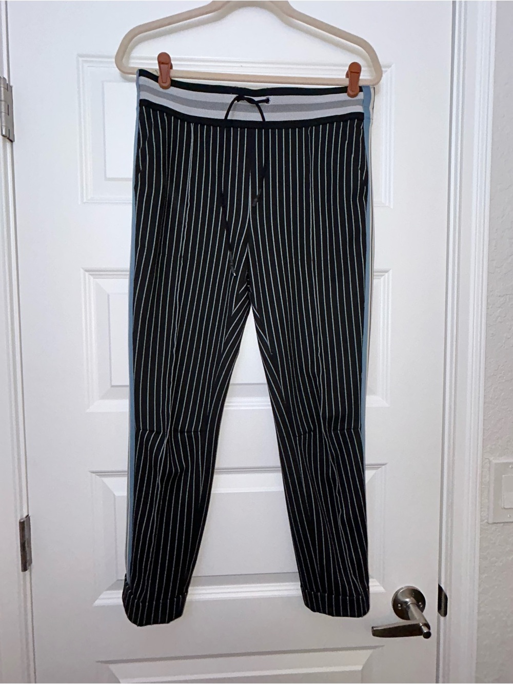 Byron Lars Beauty Mark Stripe Print Drawstring Pull On Jogger Pants